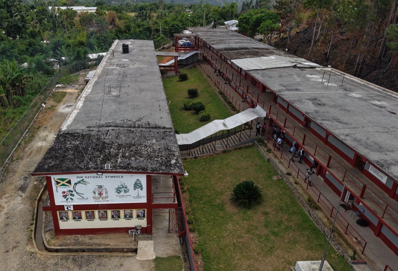Post-Hurricane Melissa School Assessments – Ministry of Education — aerial view of school blocks