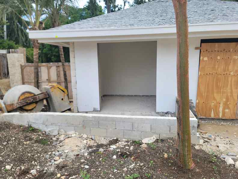 Blockwork and site equipment during construction